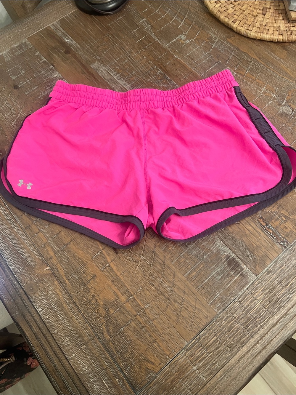 Under Armour Women’s Bright Pink Athletic Shorts with Black Trim